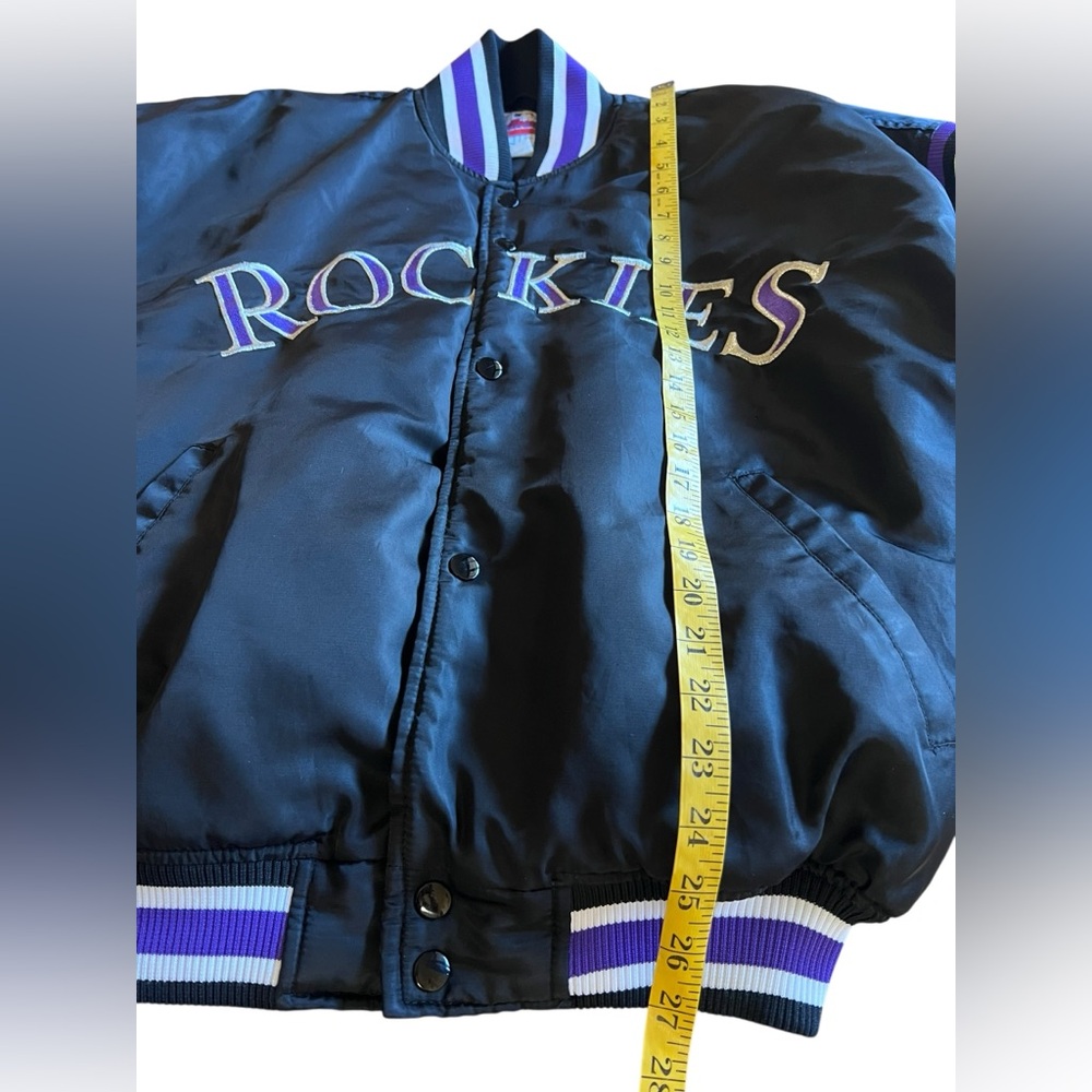 VTG 90s MLB Colorado Rockies Starter Diamond Collection Satin Jacket Korea Mint - Picture 13 of 14